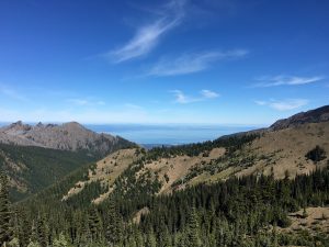 Blick über die Strait of Juan de Fuca hinüber nach Kanada